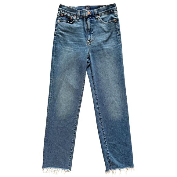 J. Crew Denim - J Crew Jeans Womens 26 Blue Stovepipe High Rise Re-Imagined Raw Hem Distressed